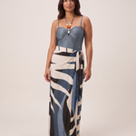 Women's Textured Bandeau One Piece Swimsuit With Printed Sarong Skirt — variant studio