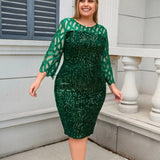 Sequin Mesh Midi Dress