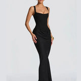 Mabel Elegant Pleated Halter Maxi Dress – product detail view 14