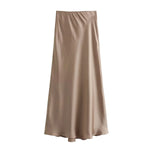 Satin Bias Cut Midi Skirt with High Waist – product detail view 8
