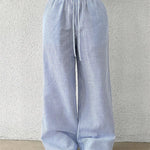 Striped Wide Leg Trousers with Woven Finish – product detail view 4
