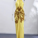Stella Elegant Pleated Halter Maxi Dress – product detail view 3