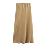 Satin Bias Cut Midi Skirt with High Waist – product detail view 14