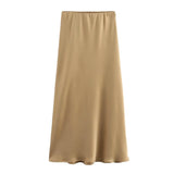 Satin Bias Cut Midi Skirt with High Waist – product detail view 14