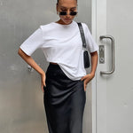 Satin Trumpet Maxi Skirt with High Waist – product detail view 1