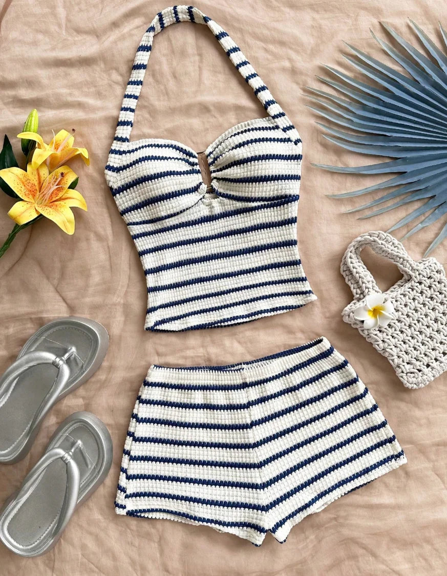 Jade Relaxed Open-Back Knit Shorts Set – primary product view
