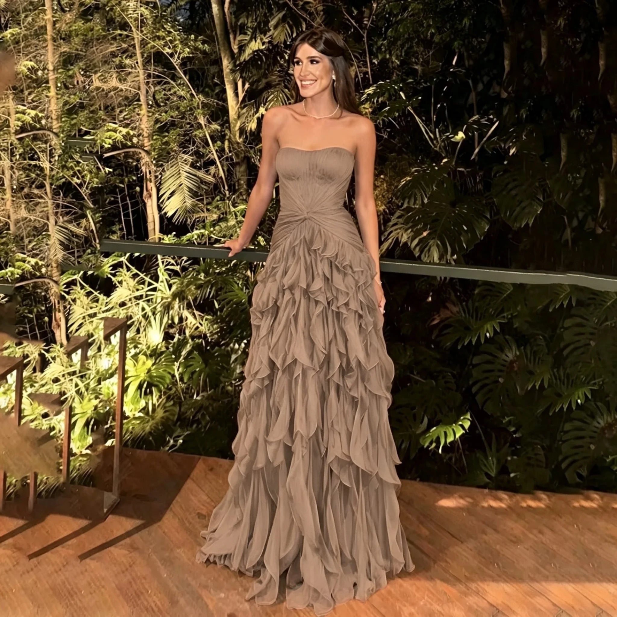 Thalia Elegant Ruffle Ruched Maxi Dress – product detail view 9