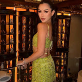 Sora Sequin Fringe Crop Top and Mini Skirt Separates