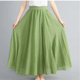 Linen Pleated Maxi Skirt