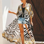Josie Lightweight Leopard-Print Chiffon Beach Kimono – primary product view