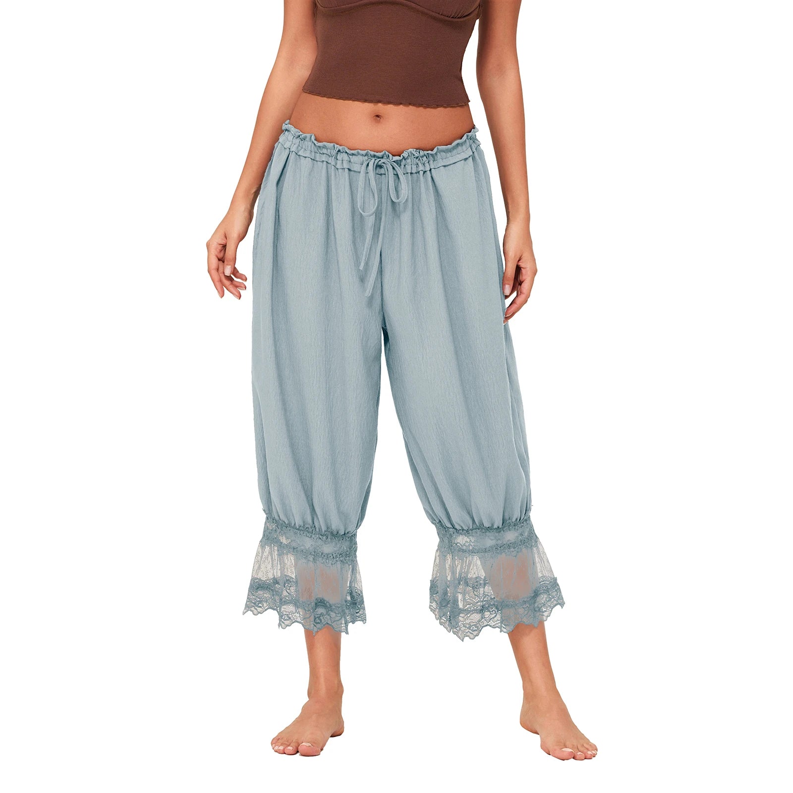 Floral Lace Lantern Trousers with Drawstring Waist – product detail view 9