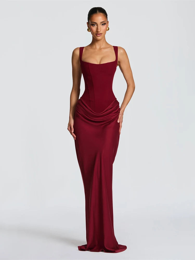 Mabel Elegant Pleated Halter Maxi Dress – product detail view 11