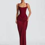 Mabel Elegant Pleated Halter Maxi Dress – product detail view 11