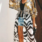Josie Lightweight Leopard-Print Chiffon Beach Kimono – product detail view 2