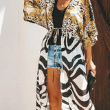 Josie Lightweight Leopard-Print Chiffon Beach Kimono – product detail view 2