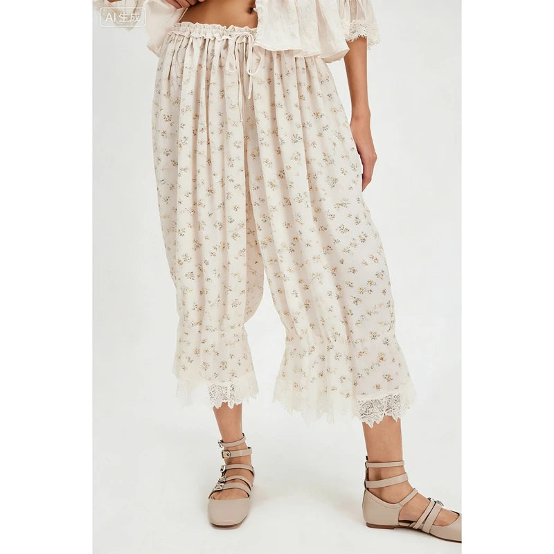 Floral Lace Lantern Trousers with Drawstring Waist – product detail view 16