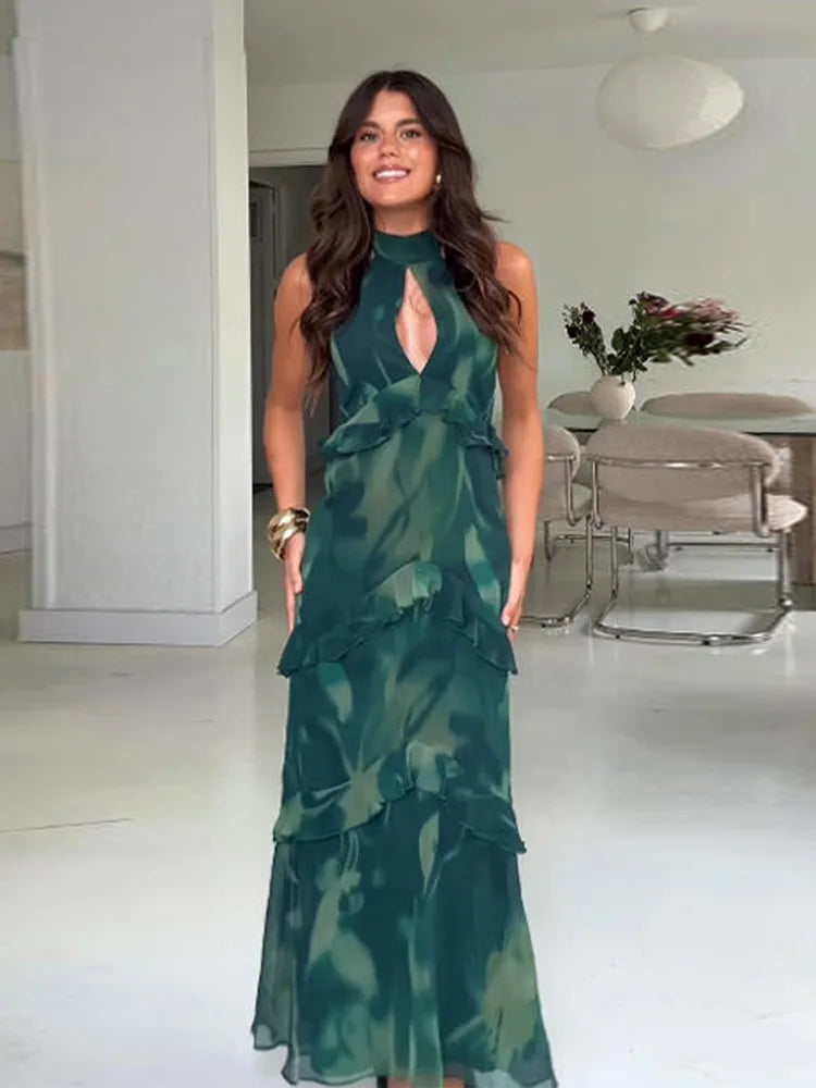Riva Contemporary Floral Ruffle Maxi Dress – product detail view 2