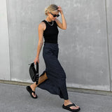 Isola Contemporary Striped High-Waist Maxi Skirt – alternate product view