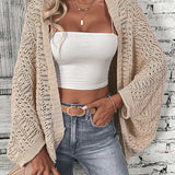 Sable Open-Front Batwing Knit Cardigan