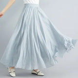 Linen Pleated Maxi Skirt