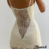 Satin Corset Mini Dress with Lace Panels