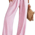 Gingham Wide Leg Trousers in Cotton – product detail view 3