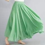 Linen Pleated Maxi Skirt