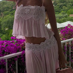 Floral Lace Ruffle Crop Top and Lantern Trouser Set – product detail view 4