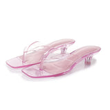 Black Kitten Heel Sandals with Toe Post