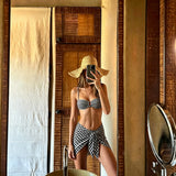 Coral Printed Halter Bikini and Mesh Skirt Set
