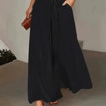 Polka Dot Wide Leg Trousers with Elastic Waist – product detail view 6