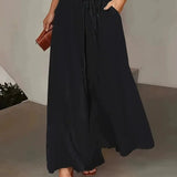 Polka Dot Wide Leg Trousers with Elastic Waist – product detail view 6