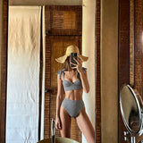 Coral Printed Halter Bikini and Mesh Skirt Set