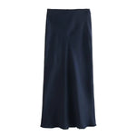 Satin Bias Cut Midi Skirt with High Waist – product detail view 12