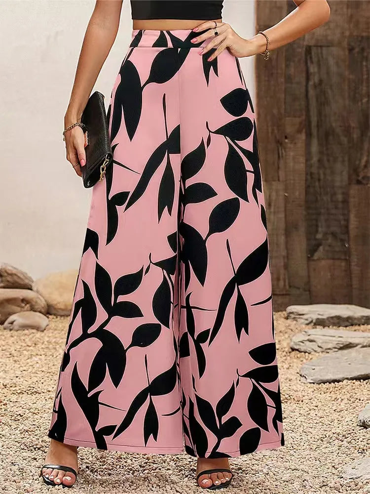 Printed Wide Leg Trousers with Relaxed Fit – product detail view 9
