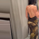 Noelle Printed Open-Back Bodycon Maxi Dress