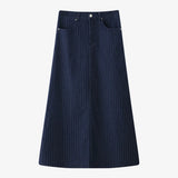 Pinstripe Denim Skirt