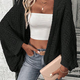 Sable Open-Front Batwing Knit Cardigan