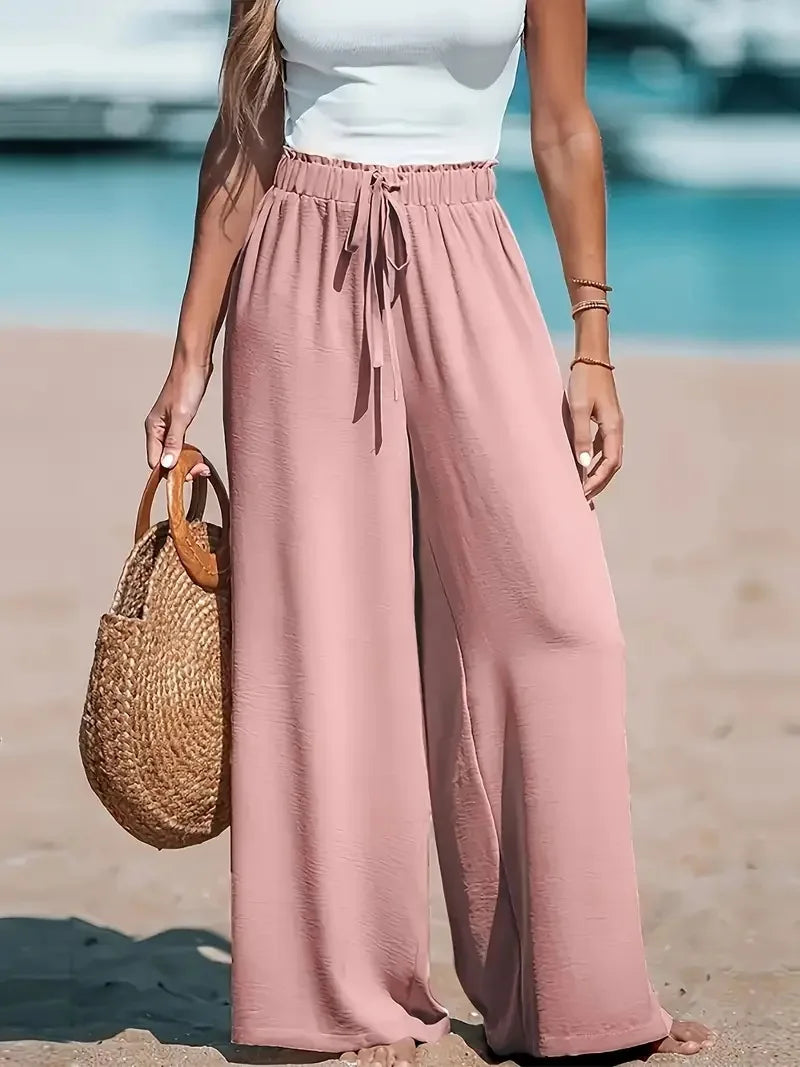 Wide Leg Beach Trousers with Drawstring Waist – product detail view 5