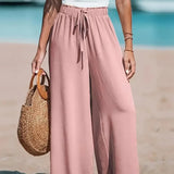 Wide Leg Beach Trousers with Drawstring Waist – product detail view 5