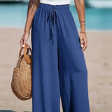Wide Leg Beach Trousers with Drawstring Waist – product detail view 3