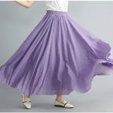 Linen Pleated Maxi Skirt