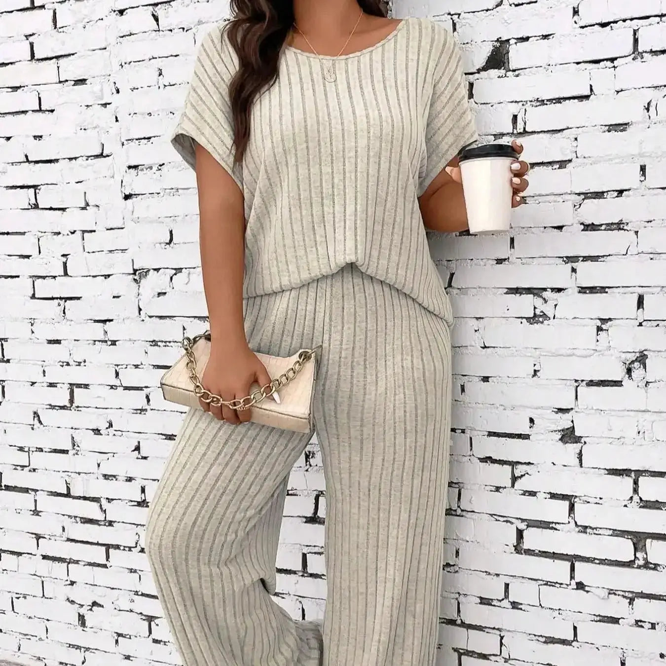 Batwing Sleeve Top and Straight Leg Trouser Set – product detail view 6