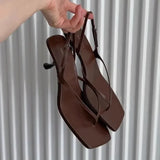 Square Toe Kitten Heel Sandals with Back Strap