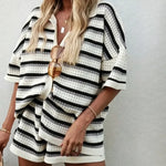 Willa Relaxed Striped Knit Shorts Set – product detail view 6