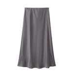 Satin Bias Cut Midi Skirt with High Waist – product detail view 6