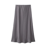 Satin Bias Cut Midi Skirt with High Waist – product detail view 6