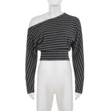 Amelie Elegant Striped Off-Shoulder Shorts Set – product detail view 3