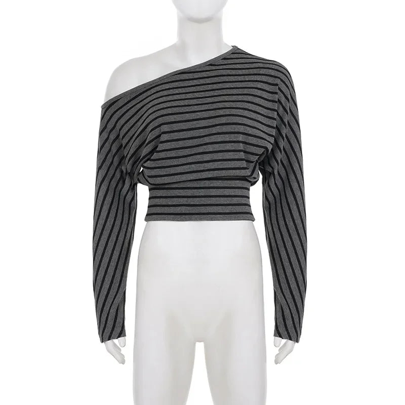 Amelie Elegant Striped Off-Shoulder Shorts Set – product detail view 3
