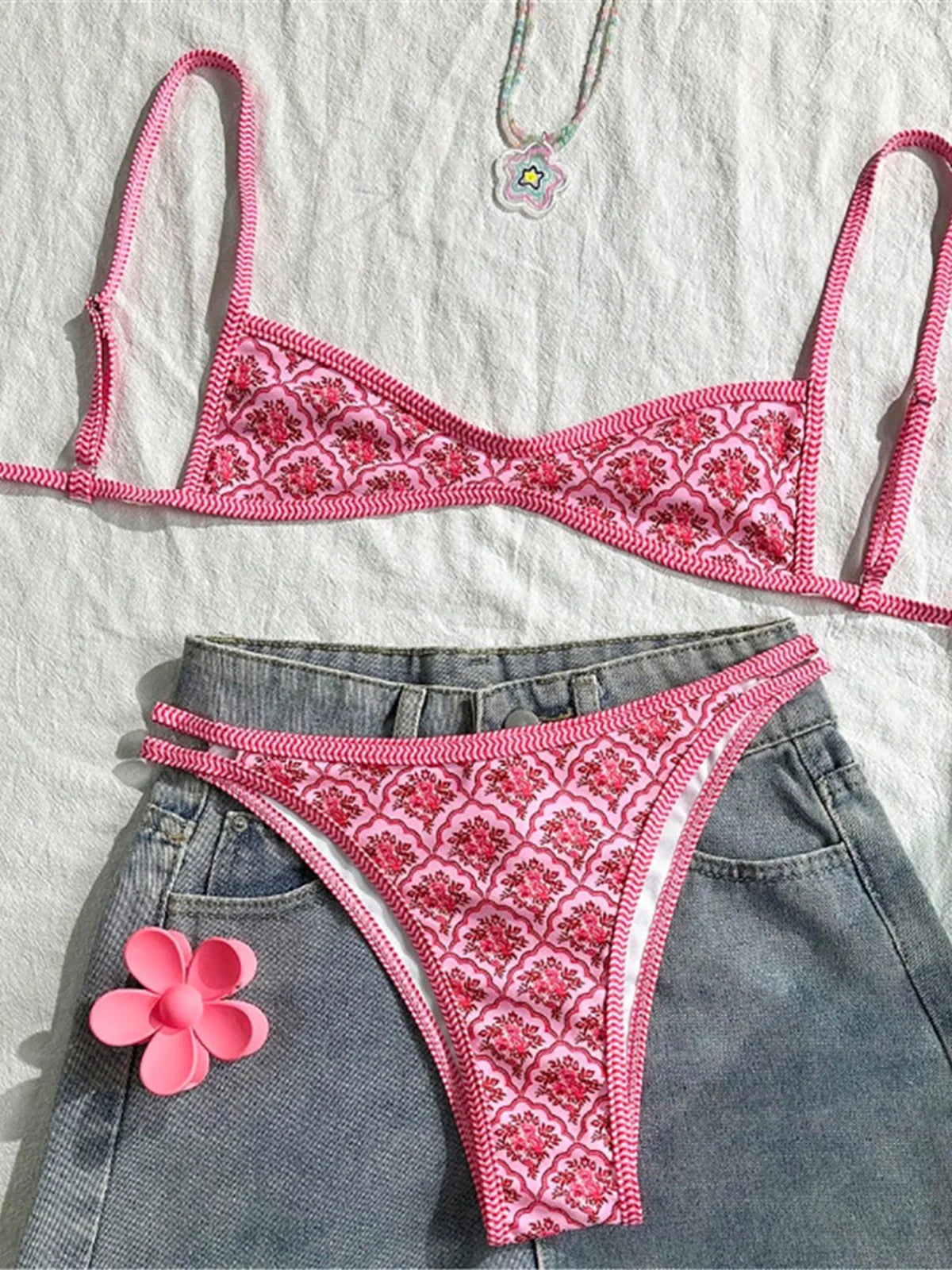 Juno Flattering Floral Two-Piece Bikini Set – product detail view 5